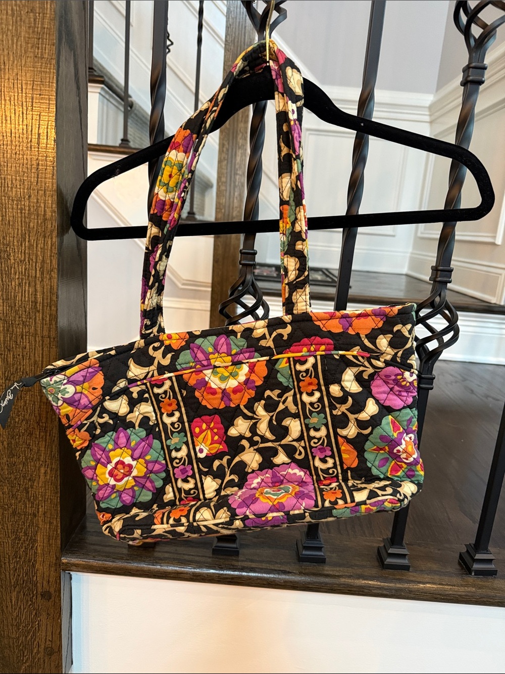 Vera Bradley Quilted Floral Tote Bag in Black and Multicolor